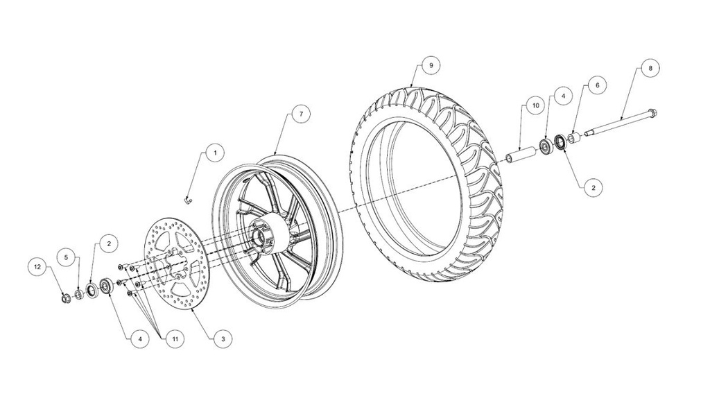 Écrou d'axe de roue avant et arrière S01